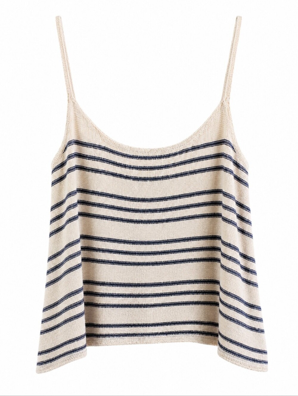 American Eagle Outfitters Cream and Navy Striped Knit Cami Tank XL